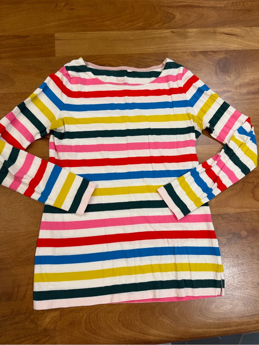 Boden Multicolor Striped Long-Sleeve Cotton Tee - Size 6